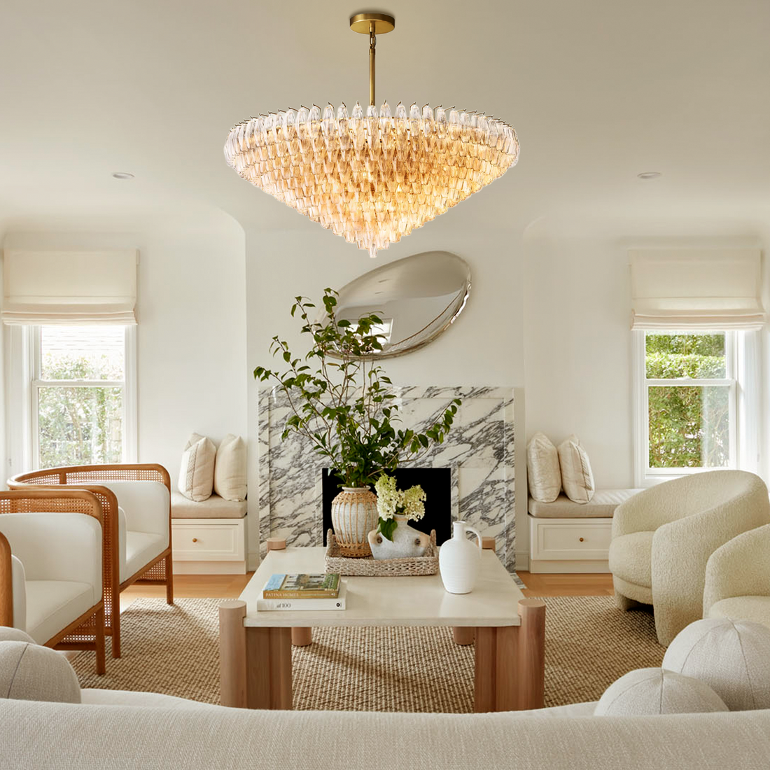 Chavelle Glass Tiered Round Chandelier 61"