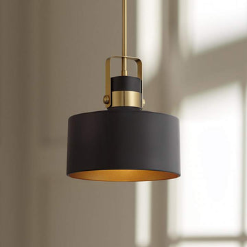 Courtney Wide Soft Gold Matte Black Mini Pendant 10" D