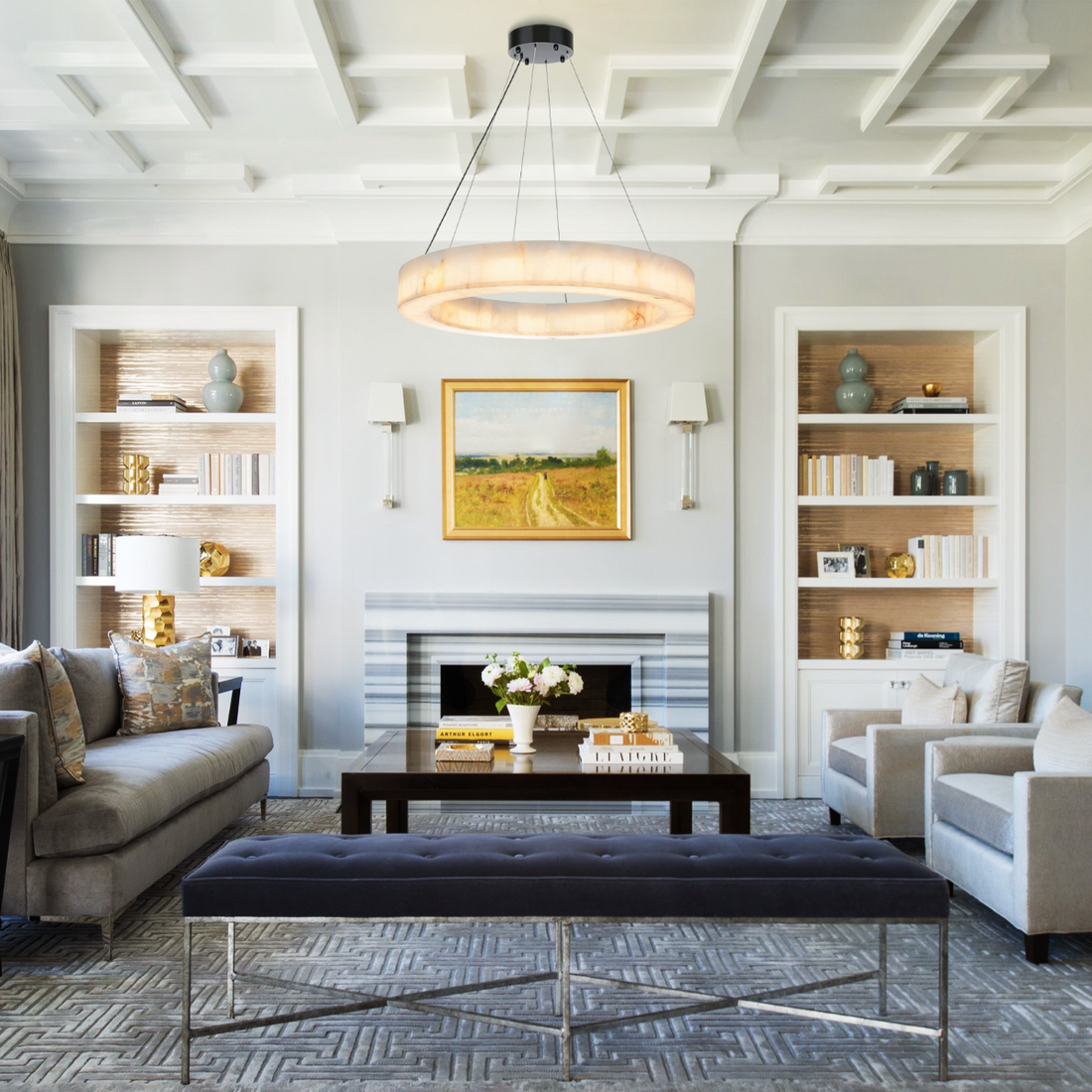 Ricco Alabaster Halo Ring Chandelier