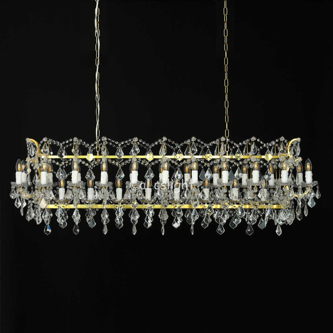 Rocaille Iron & Crystal Linear Chandelier